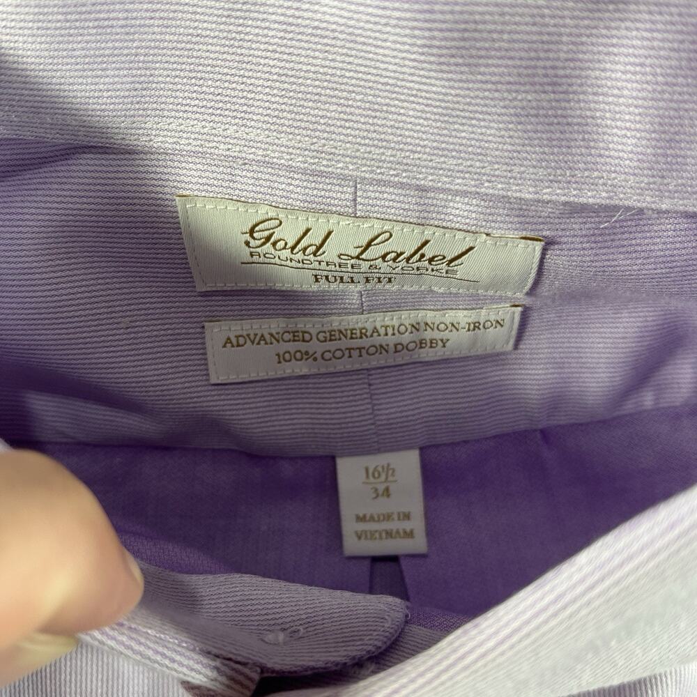 Roundtree Yorke Gold Label Shirt Mens 16.5 34 NWT Non Iron Cotton Dobby Dress - Picture 2 of 9